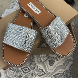 Steve Madden Silver Embellished Sandals